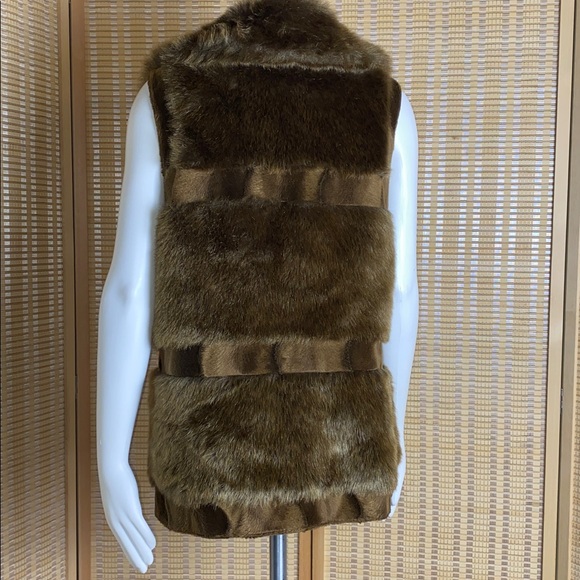 RLZ by Rachel Zoe Brown Faux Fur Vest Size Large - Picture 5 of 6